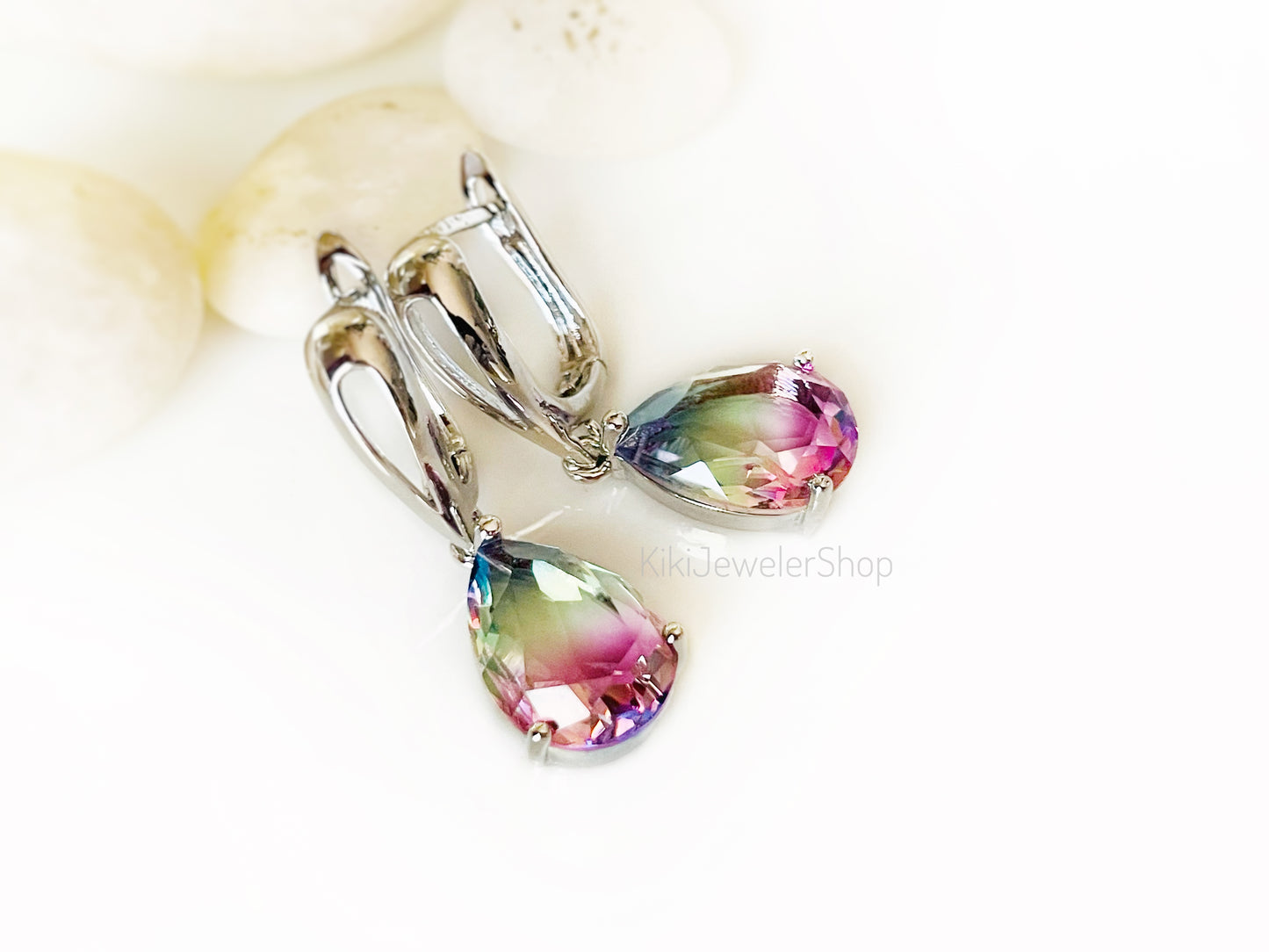 Watermelon tourmaline dangles WG