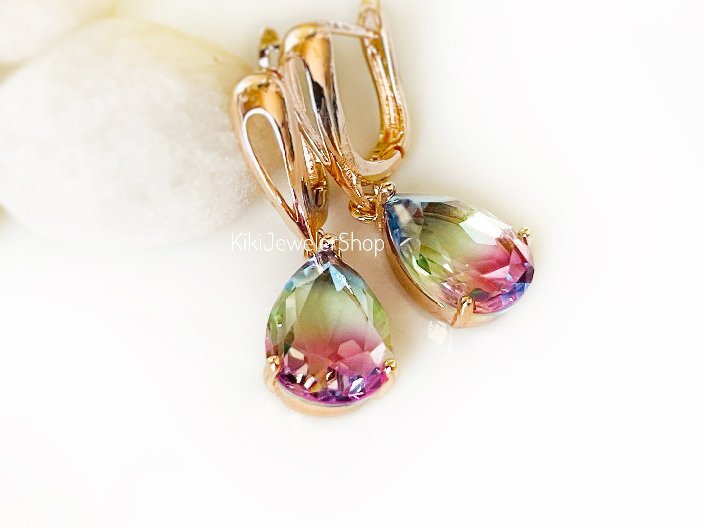 Watermelon tourmaline dangles WG