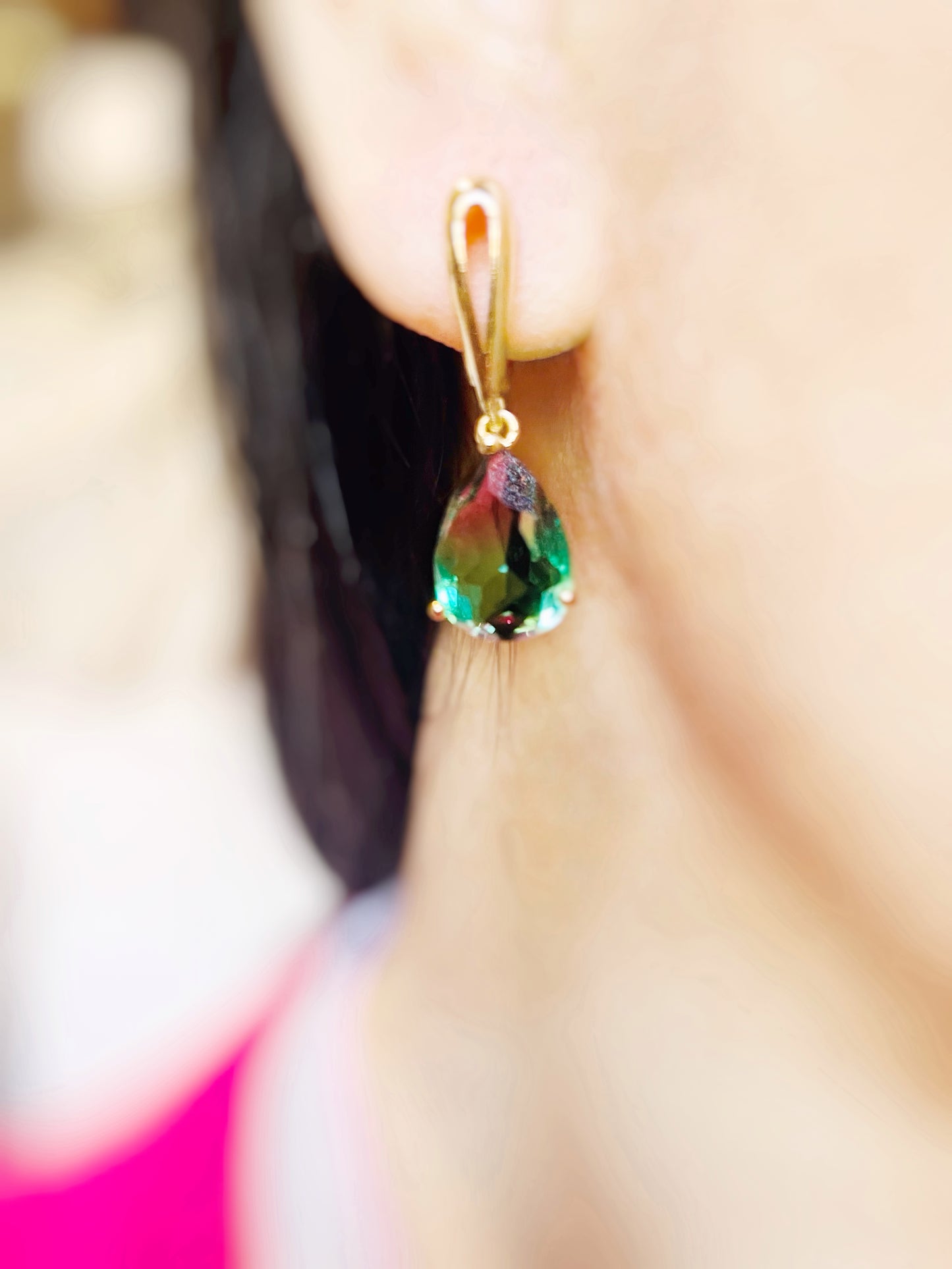 Watermelon tourmaline dangles WG