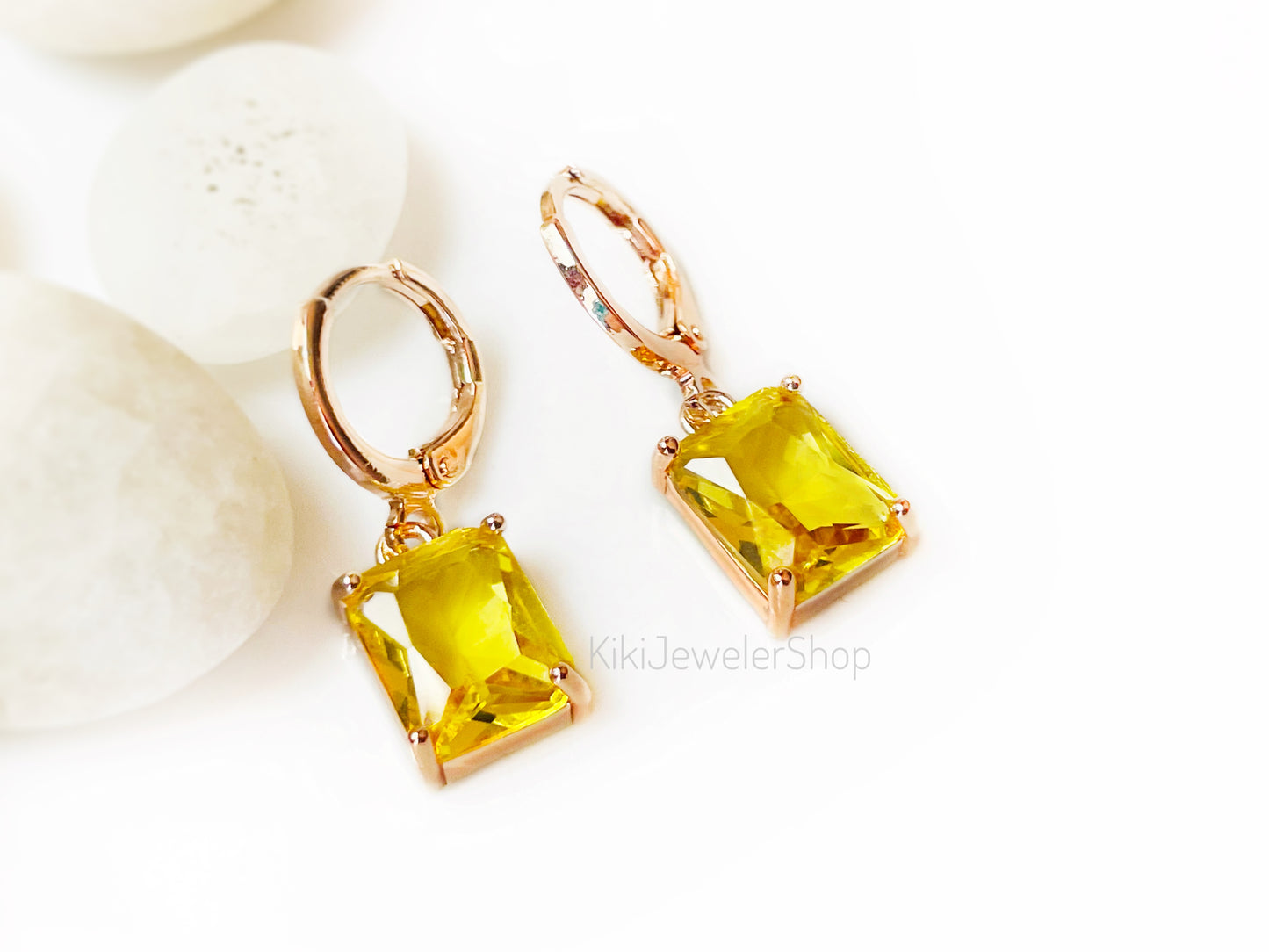 Citrine 2pc jewelry set small emerald cut