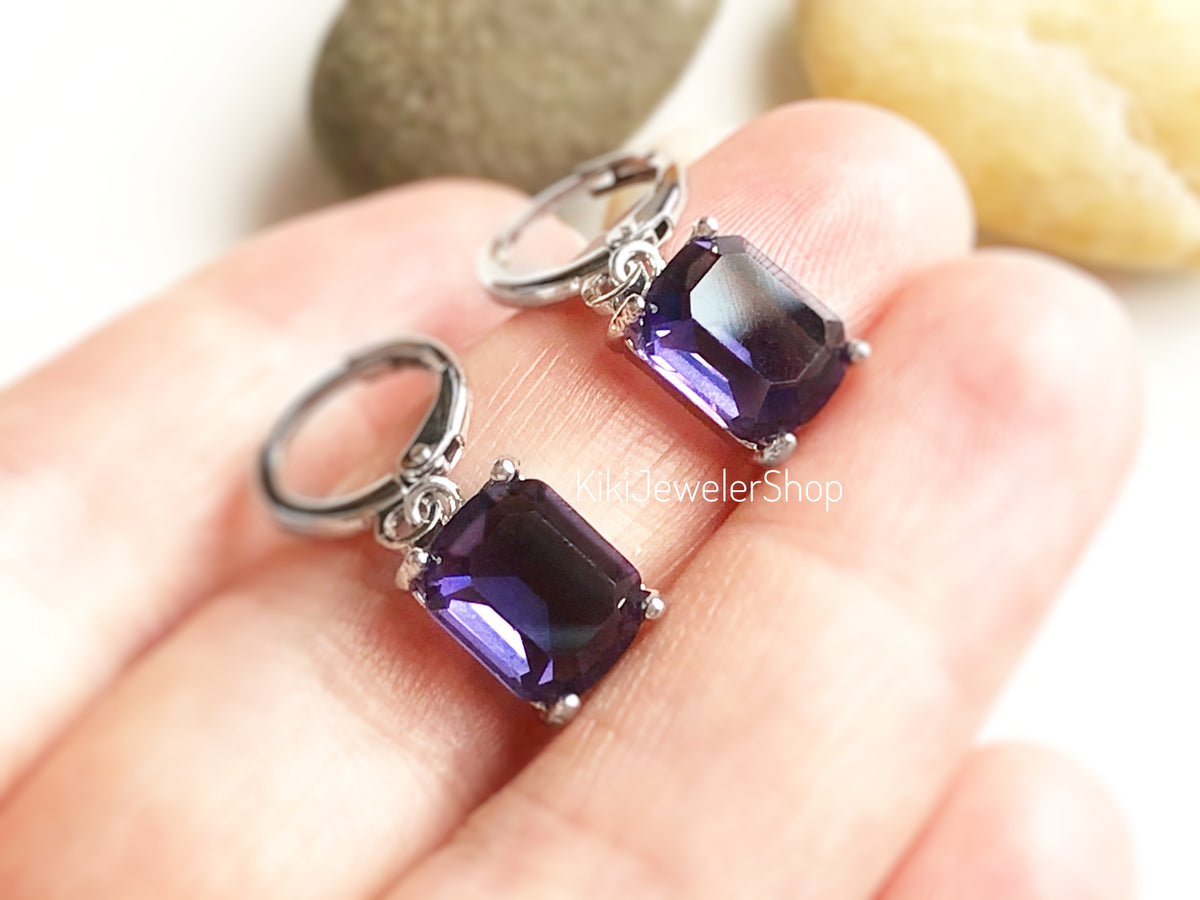 Small Garnet Emerald Cut Jewelry Set