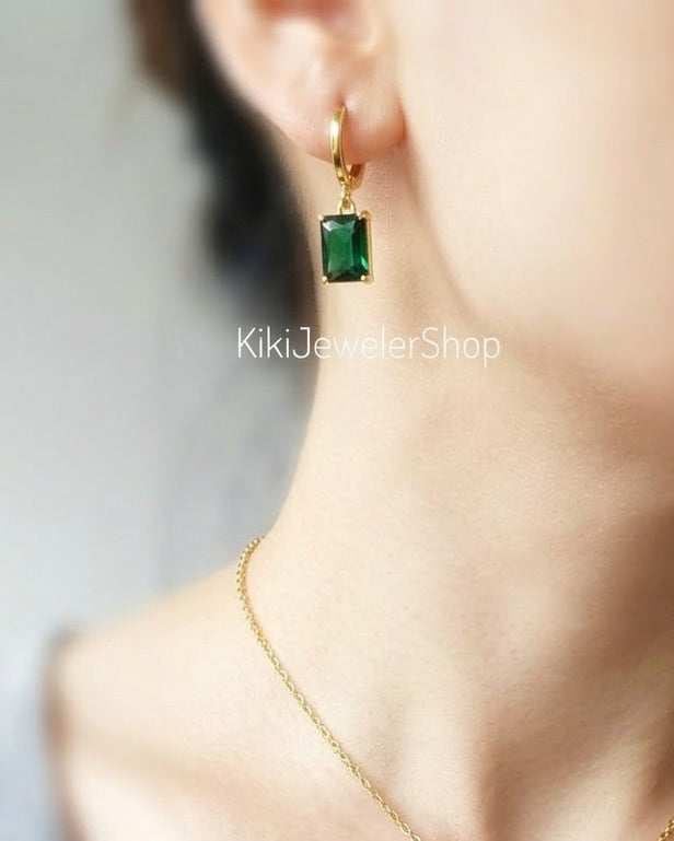 Small Garnet Emerald Cut Jewelry Set