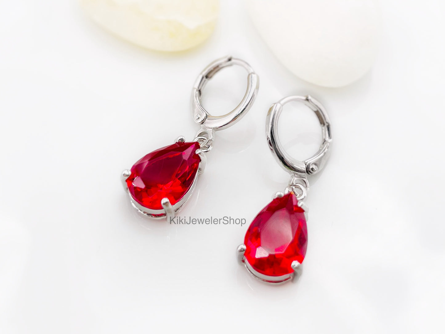 Ruby teardrop 2pc jewelry set