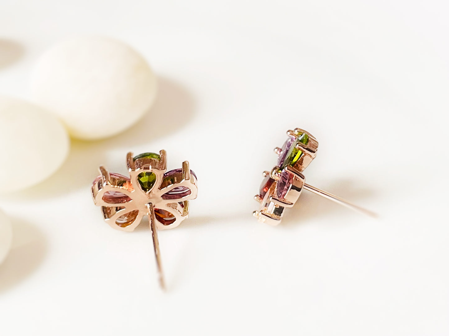 Amethyst flower stud earrings. Flower studs