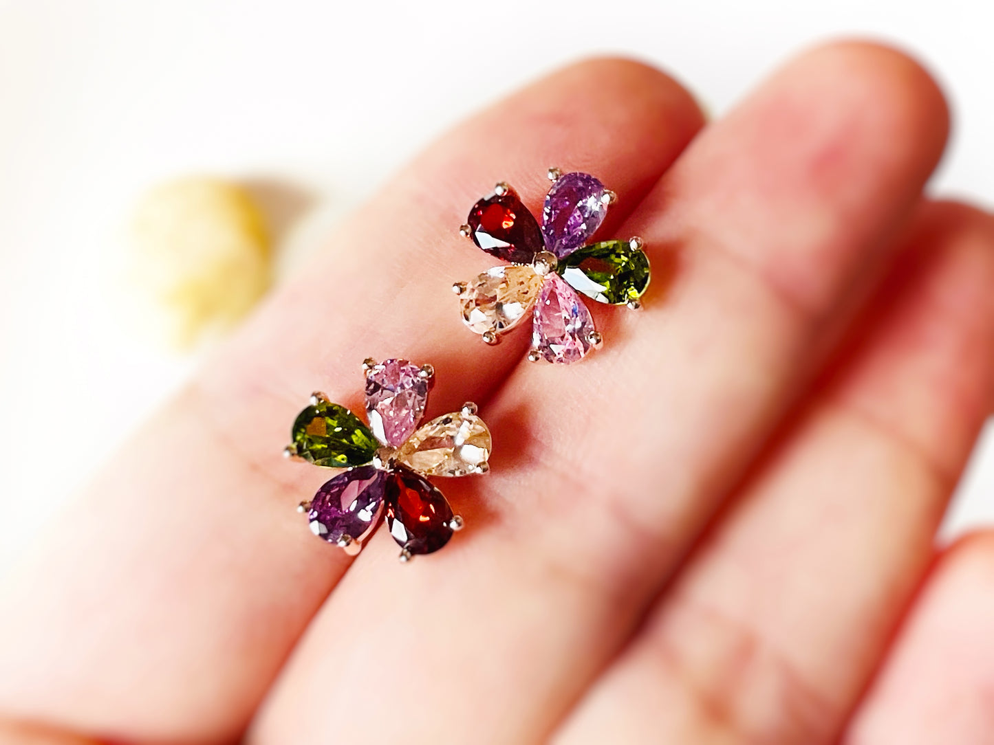 Amethyst flower stud earrings. Flower studs