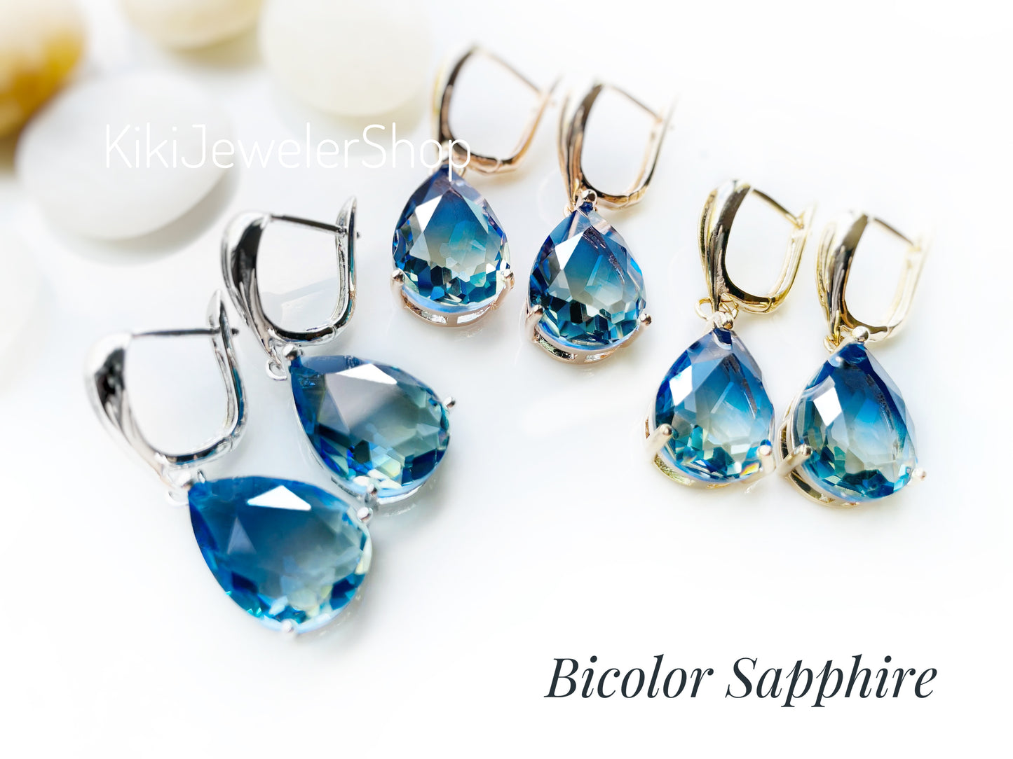 Large bicolor imperial topaz dangles RG