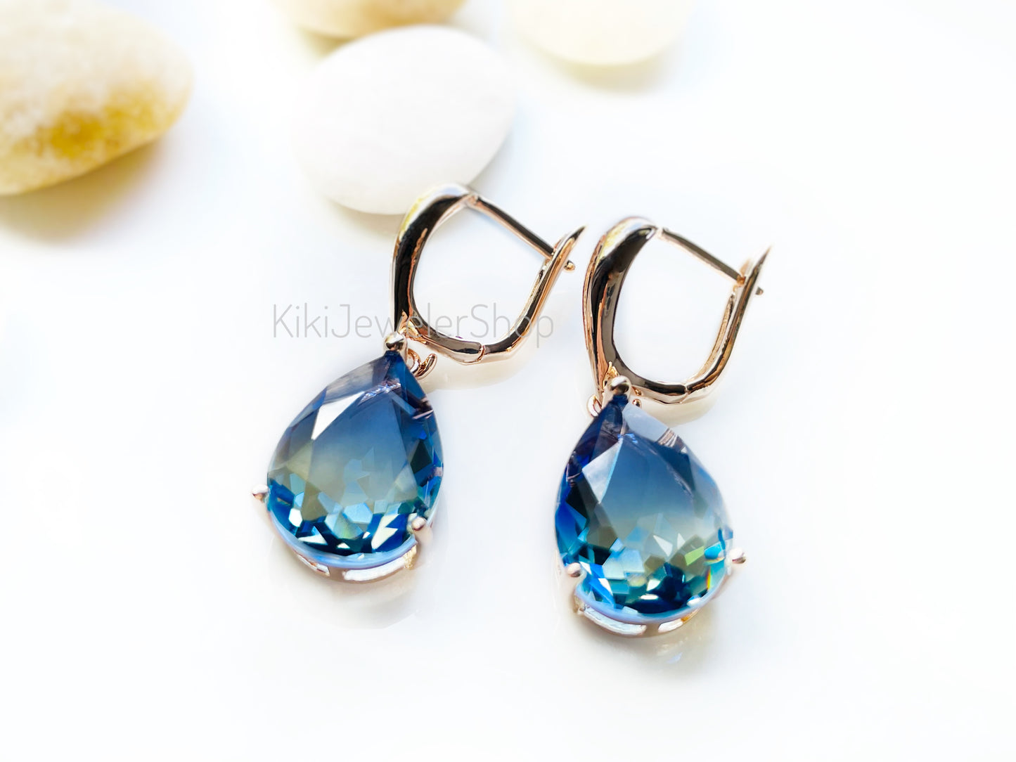 Large bicolor imperial topaz dangles RG