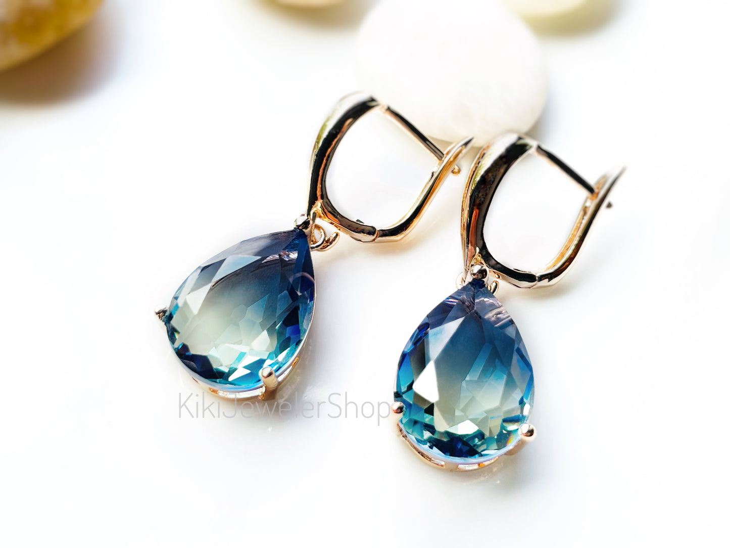 Large bicolor imperial topaz dangles RG