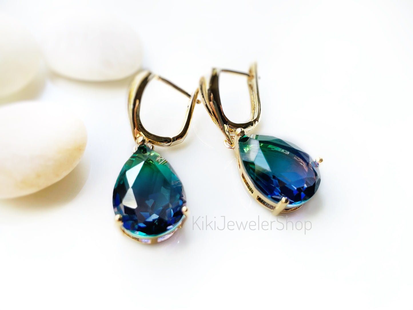 Large bicolor imperial topaz dangles RG