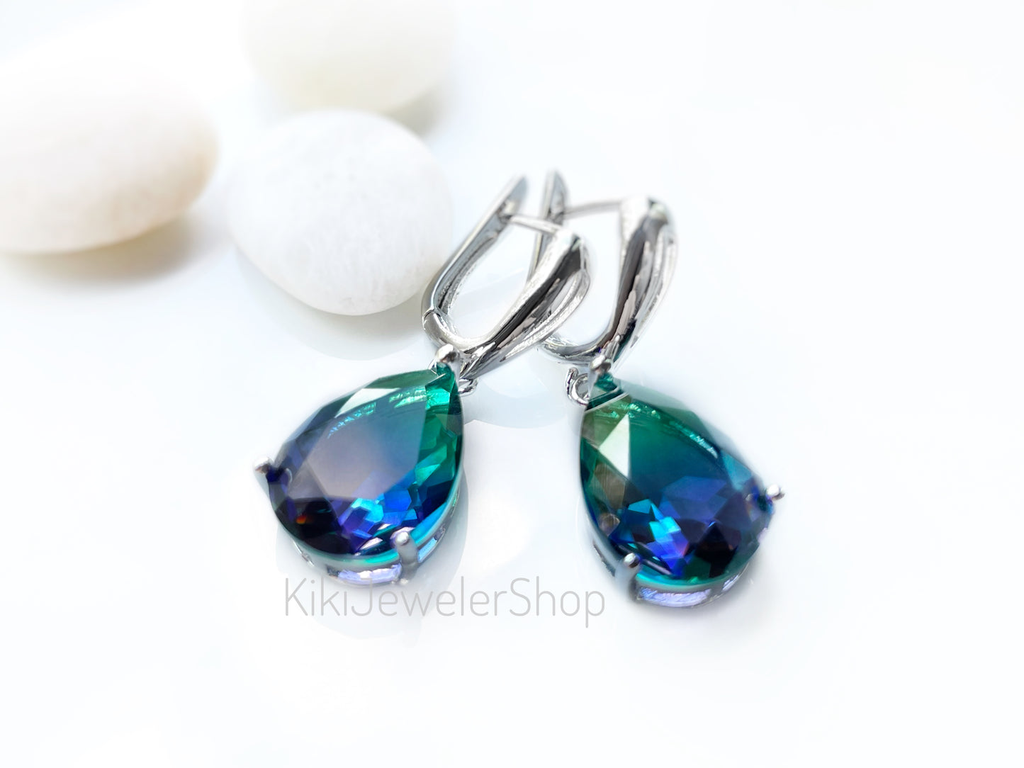 Large bicolor imperial topaz dangles RG