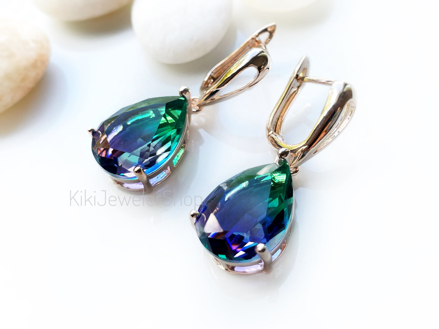 Large bicolor imperial topaz dangles RG