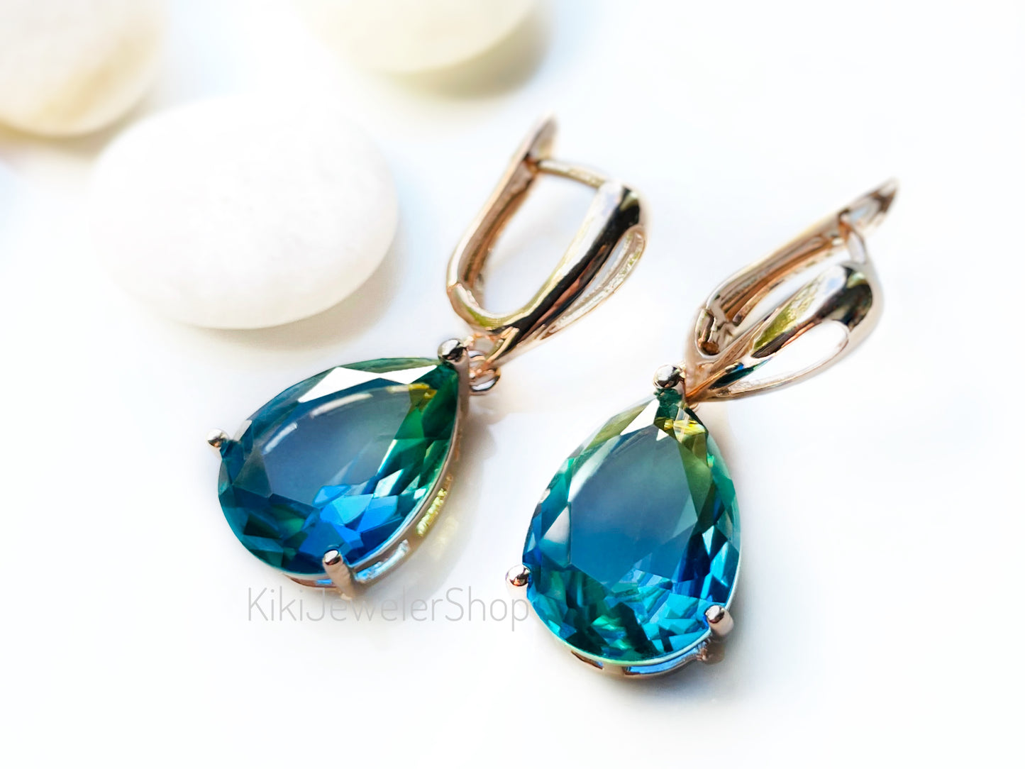 Large bicolor imperial topaz dangles RG