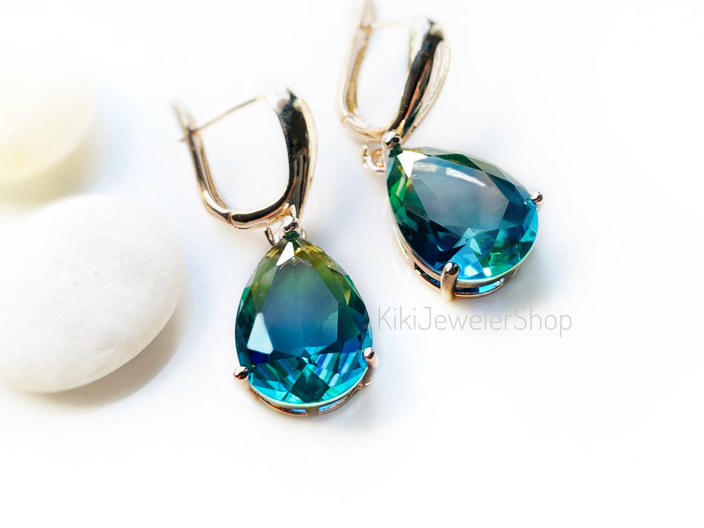 Large bicolor imperial topaz dangles RG