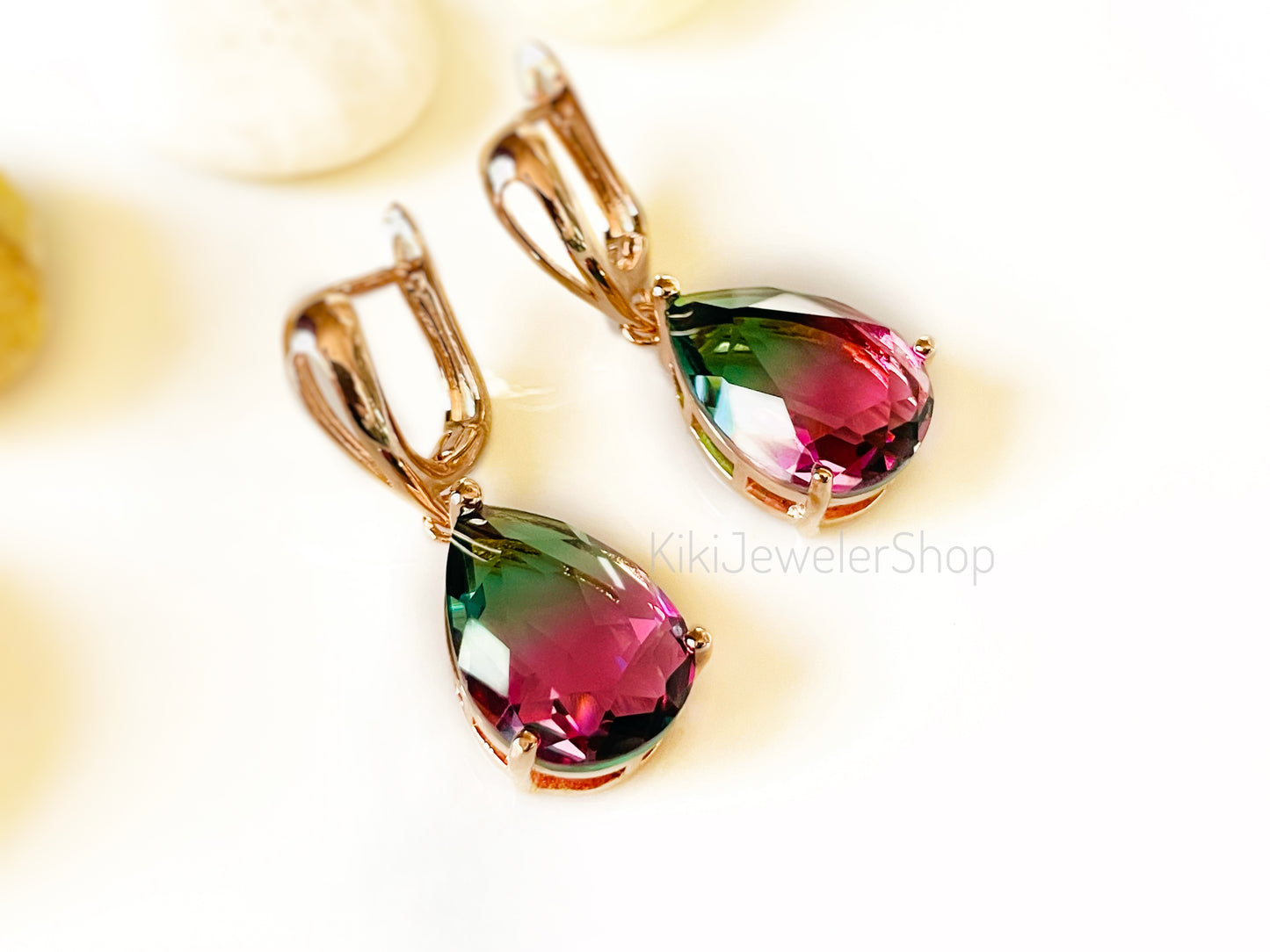 Large bicolor imperial topaz dangles RG