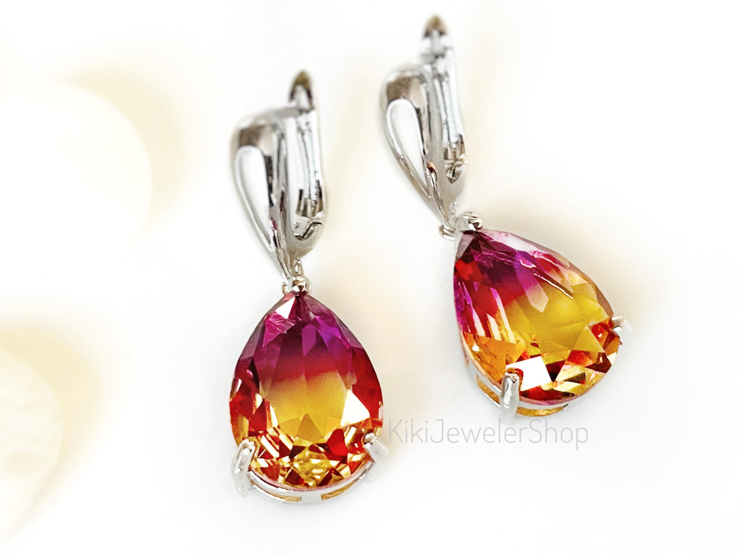 Large bicolor imperial topaz dangles RG