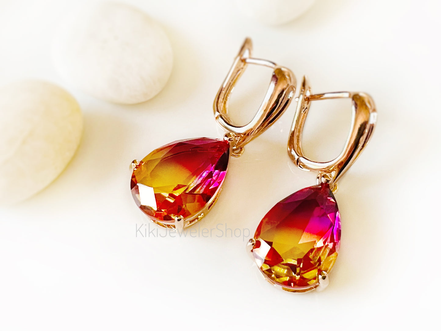 Large bicolor imperial topaz dangles RG
