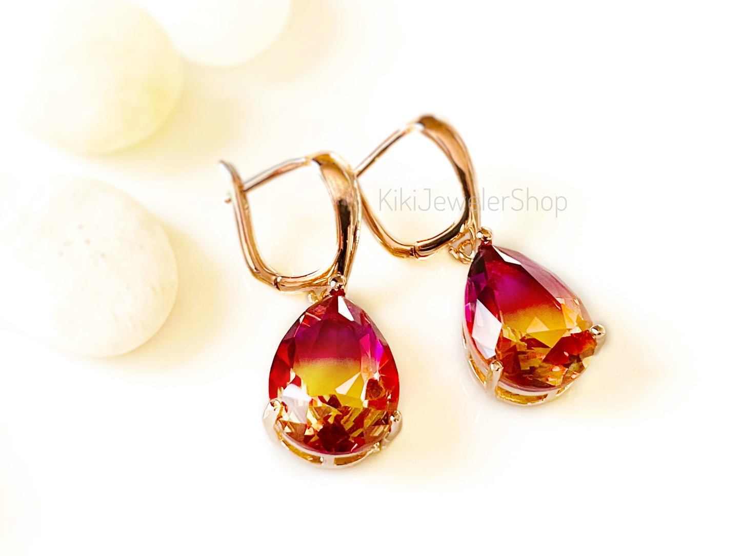 Large bicolor imperial topaz dangles RG