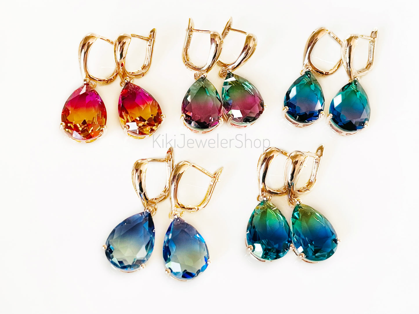 Large bicolor imperial topaz dangles RG