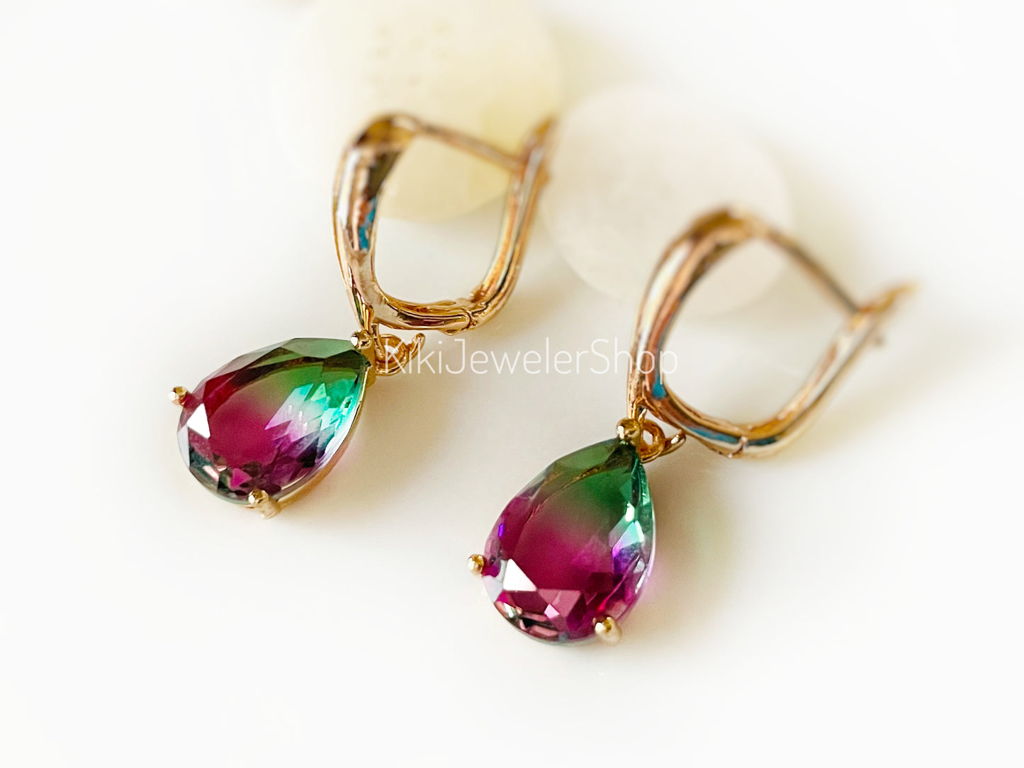 Watermelon tourmaline dangles WG