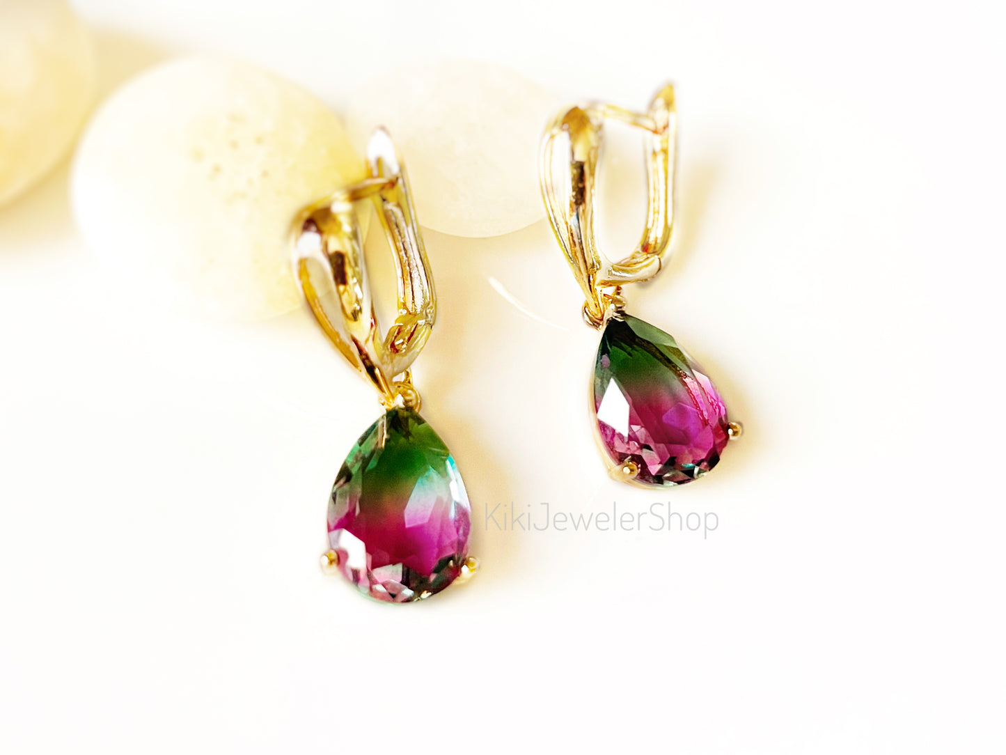 Watermelon tourmaline dangles WG