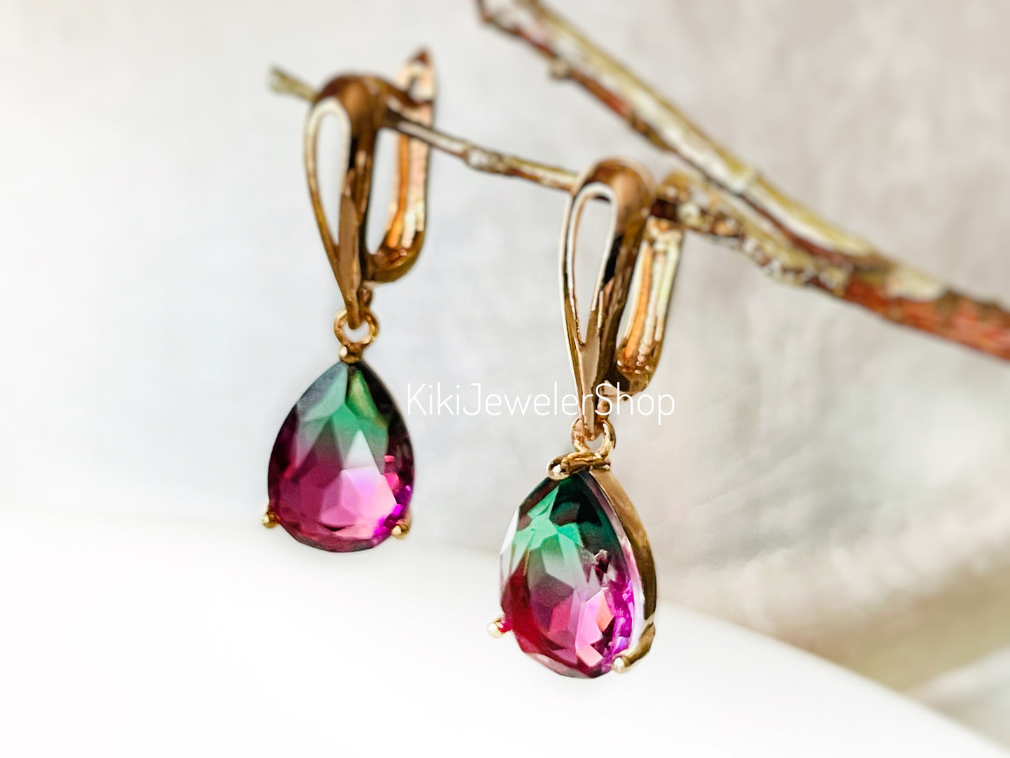 Watermelon tourmaline dangles WG