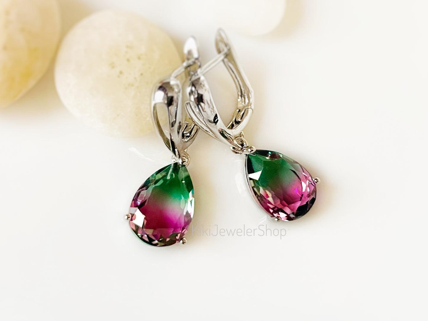 Watermelon tourmaline dangles WG