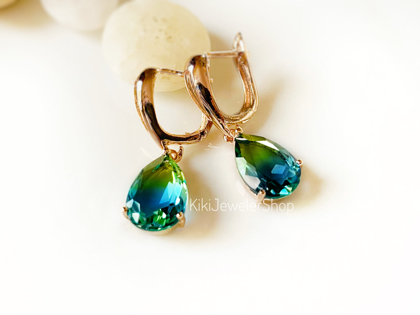 Watermelon tourmaline dangles WG