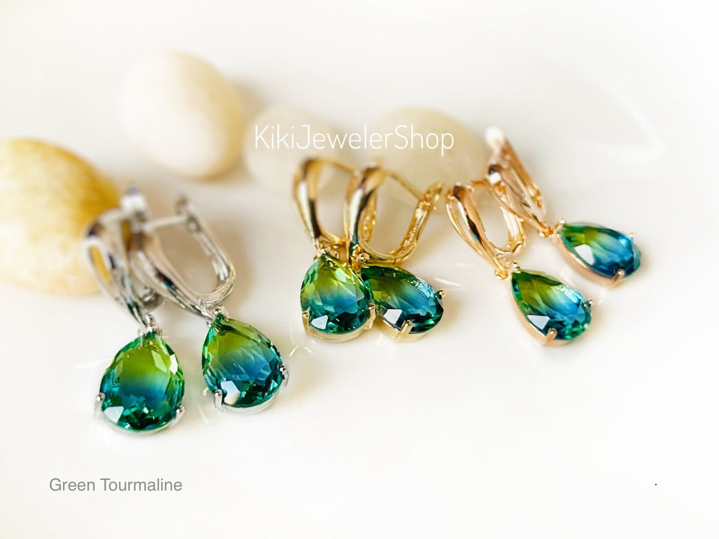 Watermelon tourmaline dangles WG