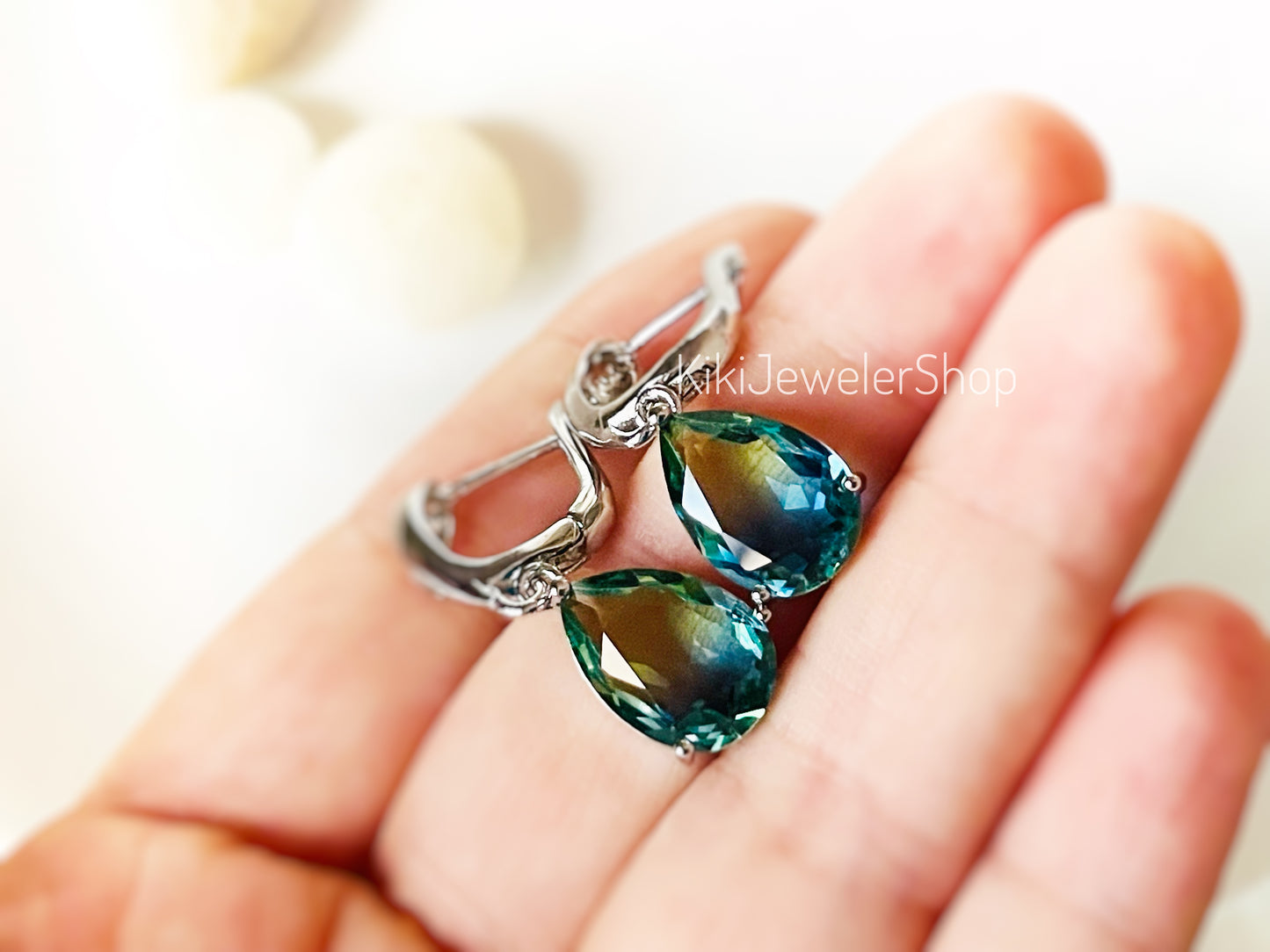 Watermelon tourmaline dangles WG