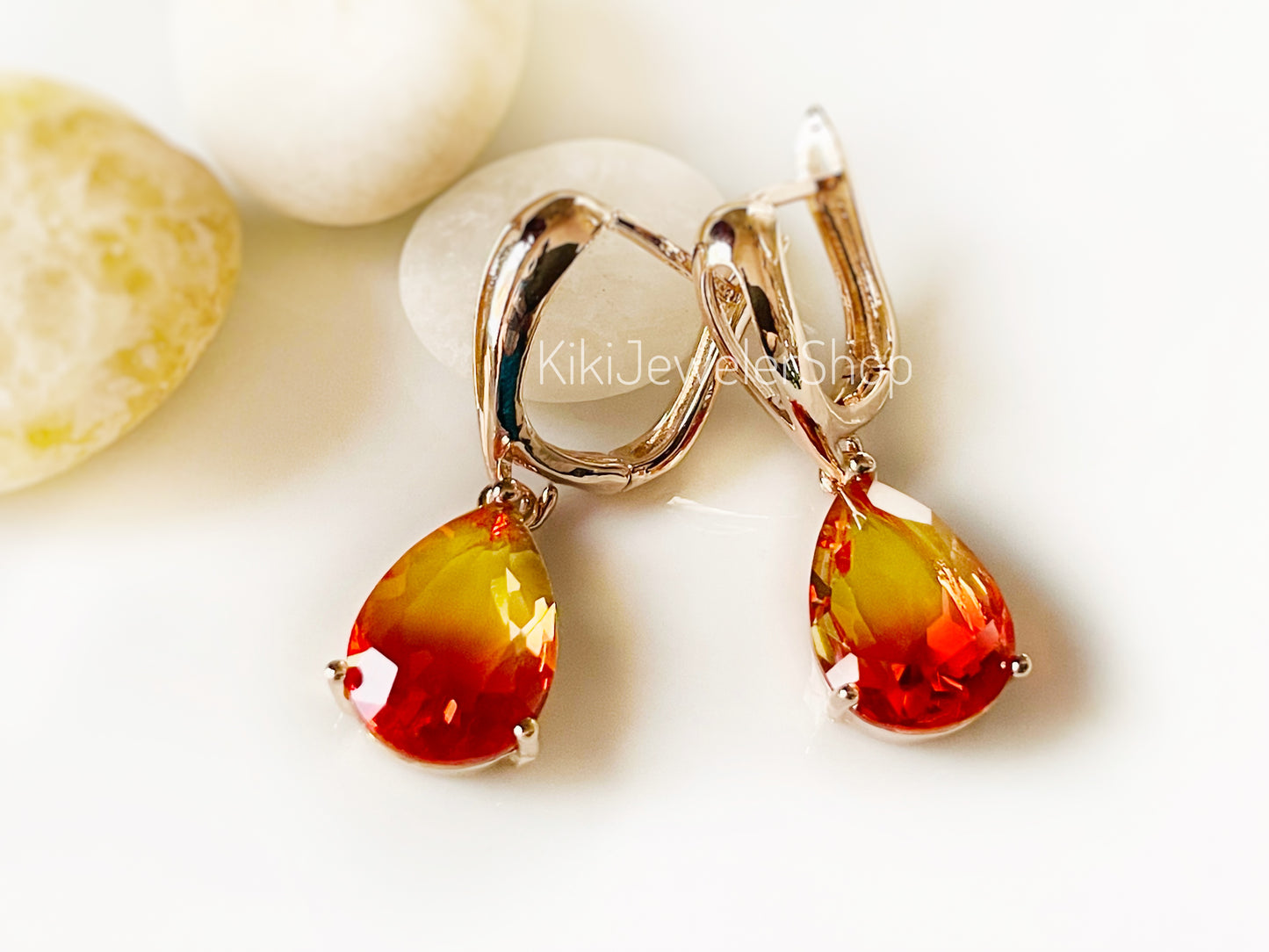 Watermelon tourmaline dangles WG