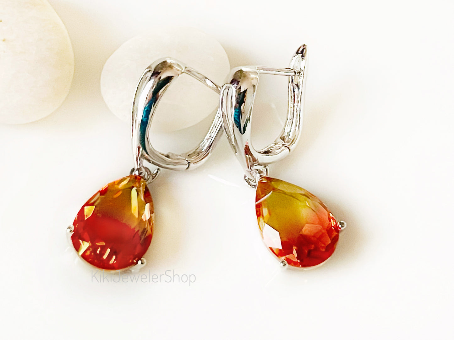 Watermelon tourmaline dangles WG