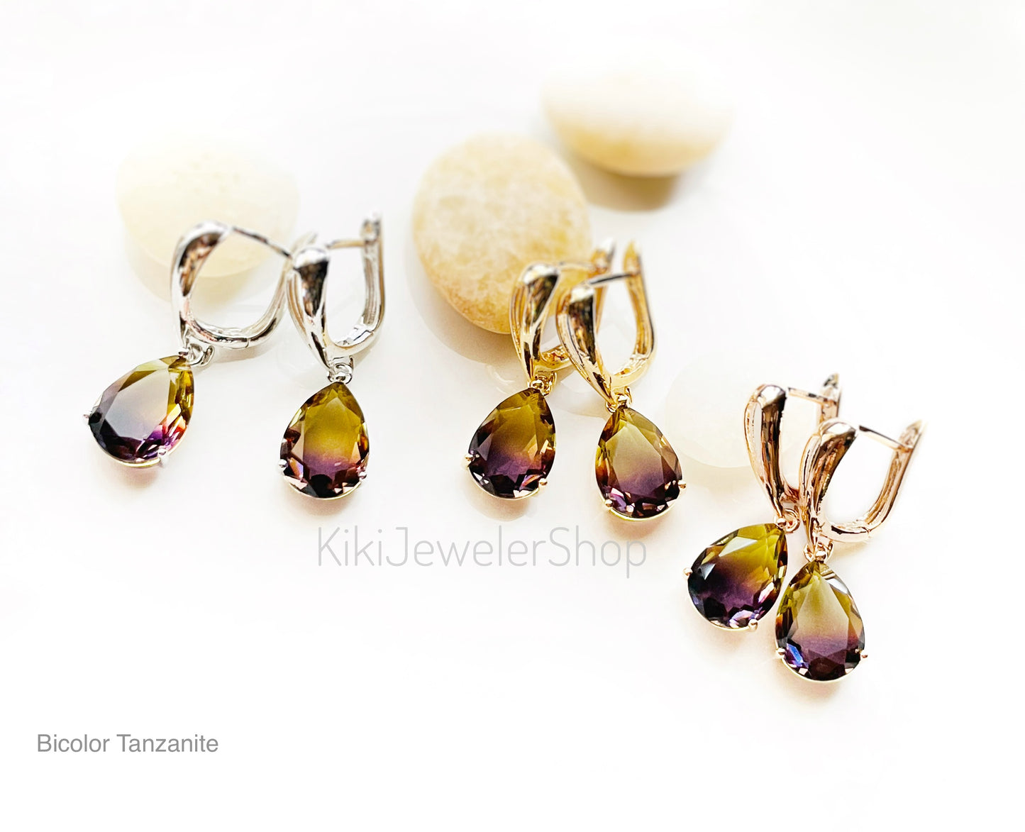 Watermelon tourmaline dangles WG