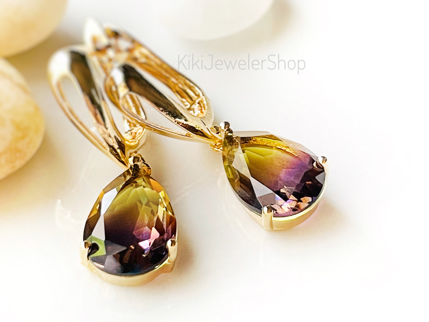 Watermelon tourmaline dangles WG