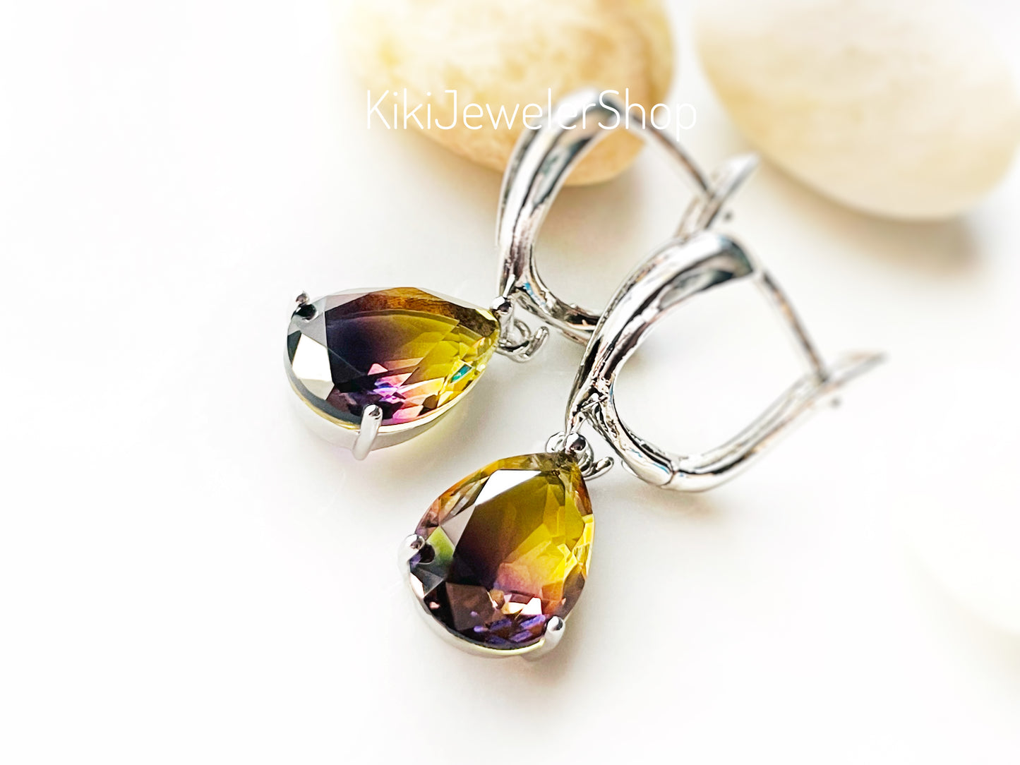 Watermelon tourmaline dangles WG