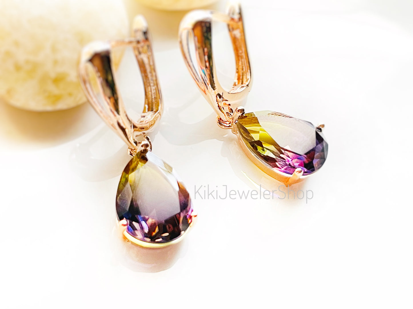 Watermelon tourmaline dangles WG