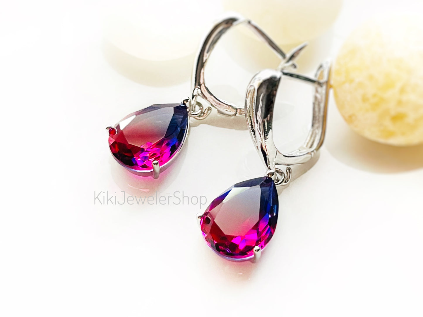 Watermelon tourmaline dangles WG