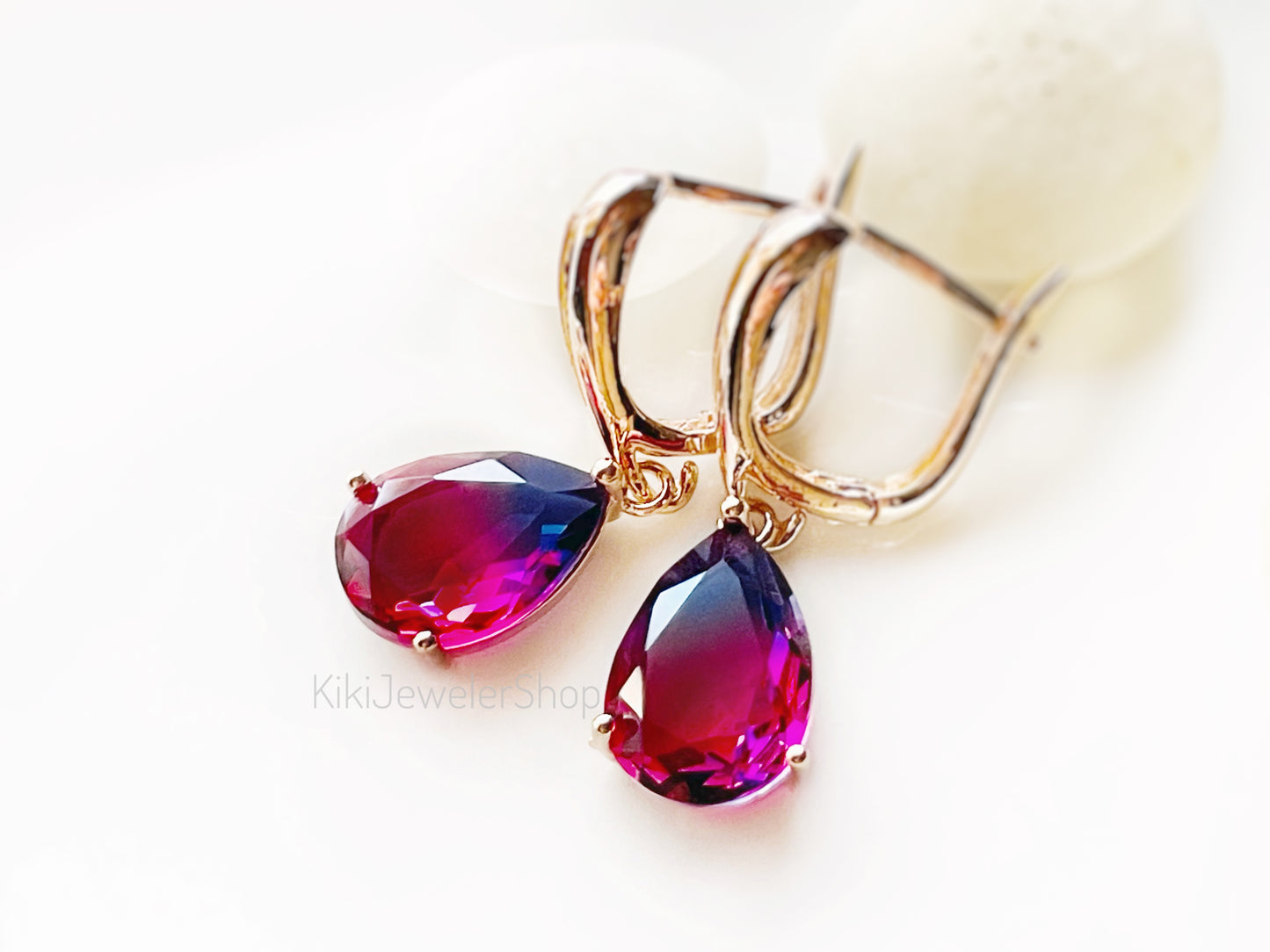Watermelon tourmaline dangles WG