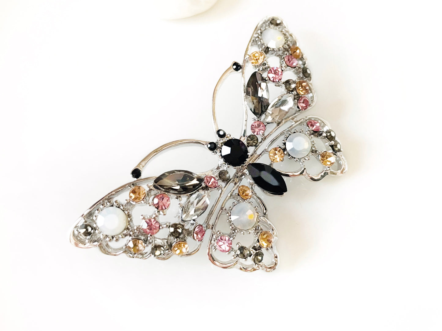 Royal blue crystal butterfly brooch pin gold