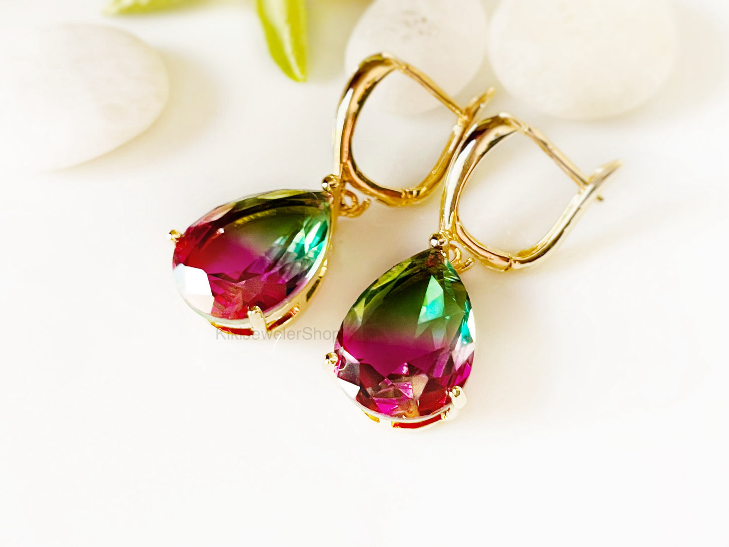 Large bicolor imperial topaz dangles RG