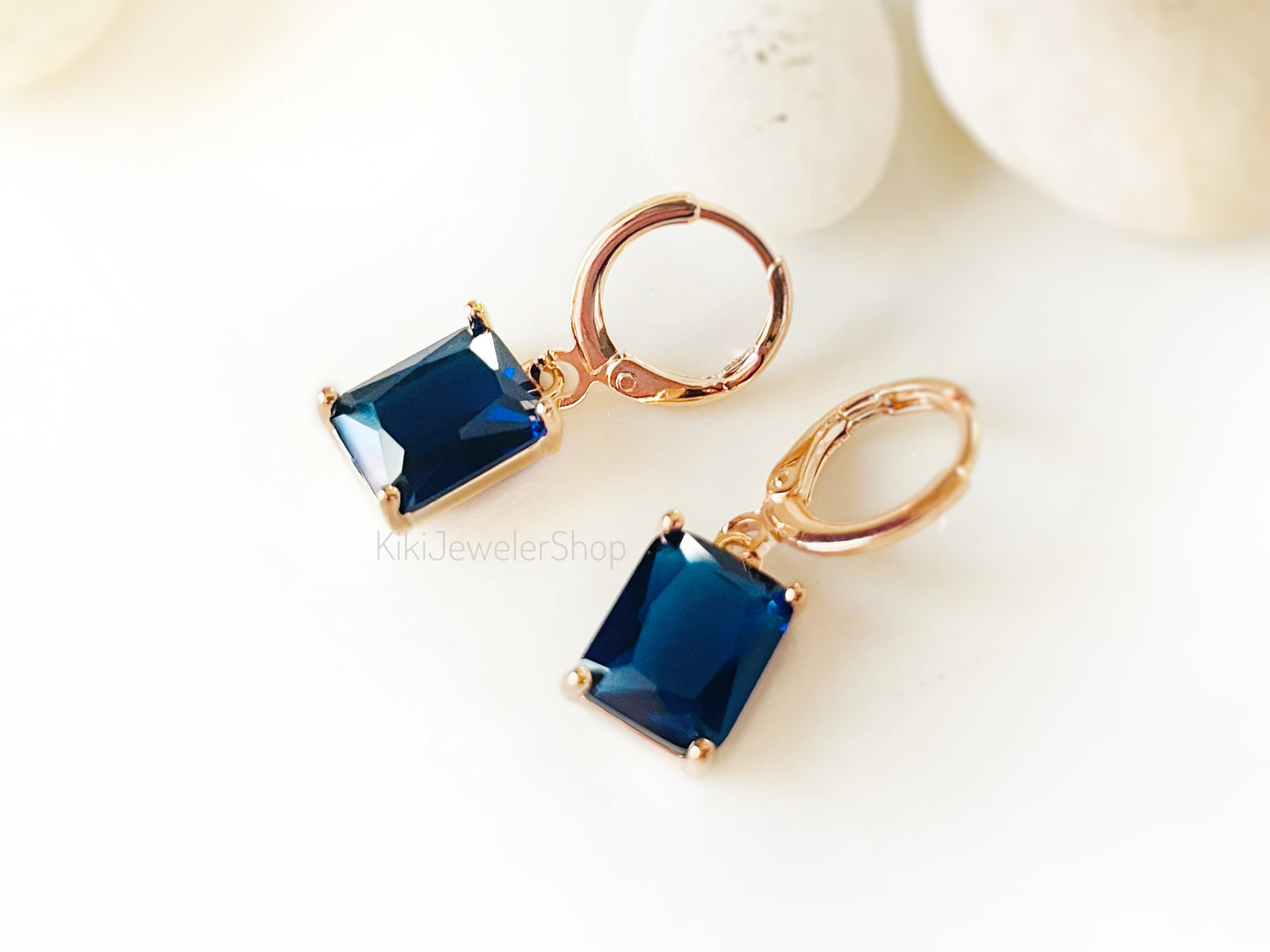 Sapphire 2pc jewelry set small emerald cut sapphire