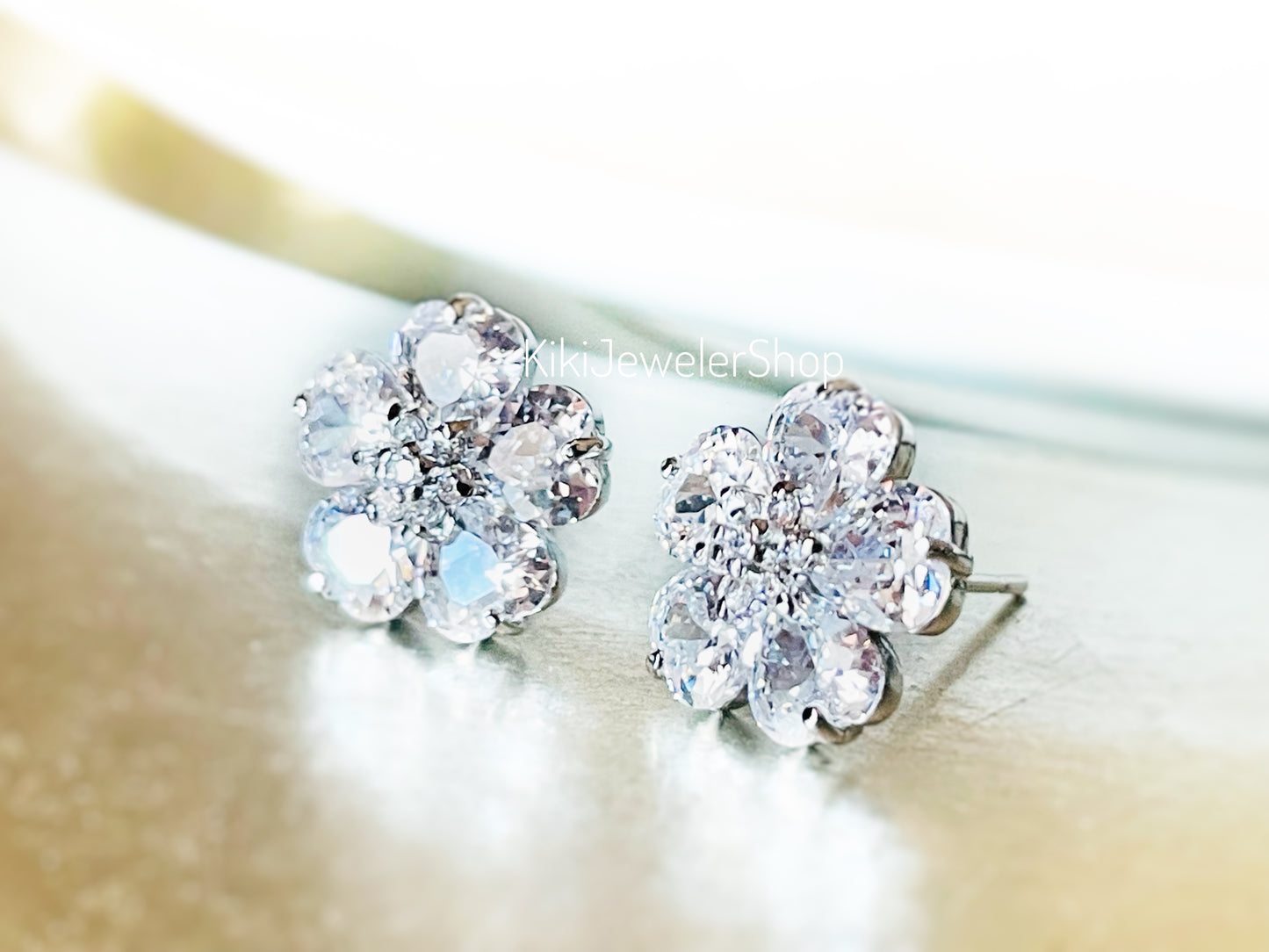 Pink Tourmaline Double Flower Studs