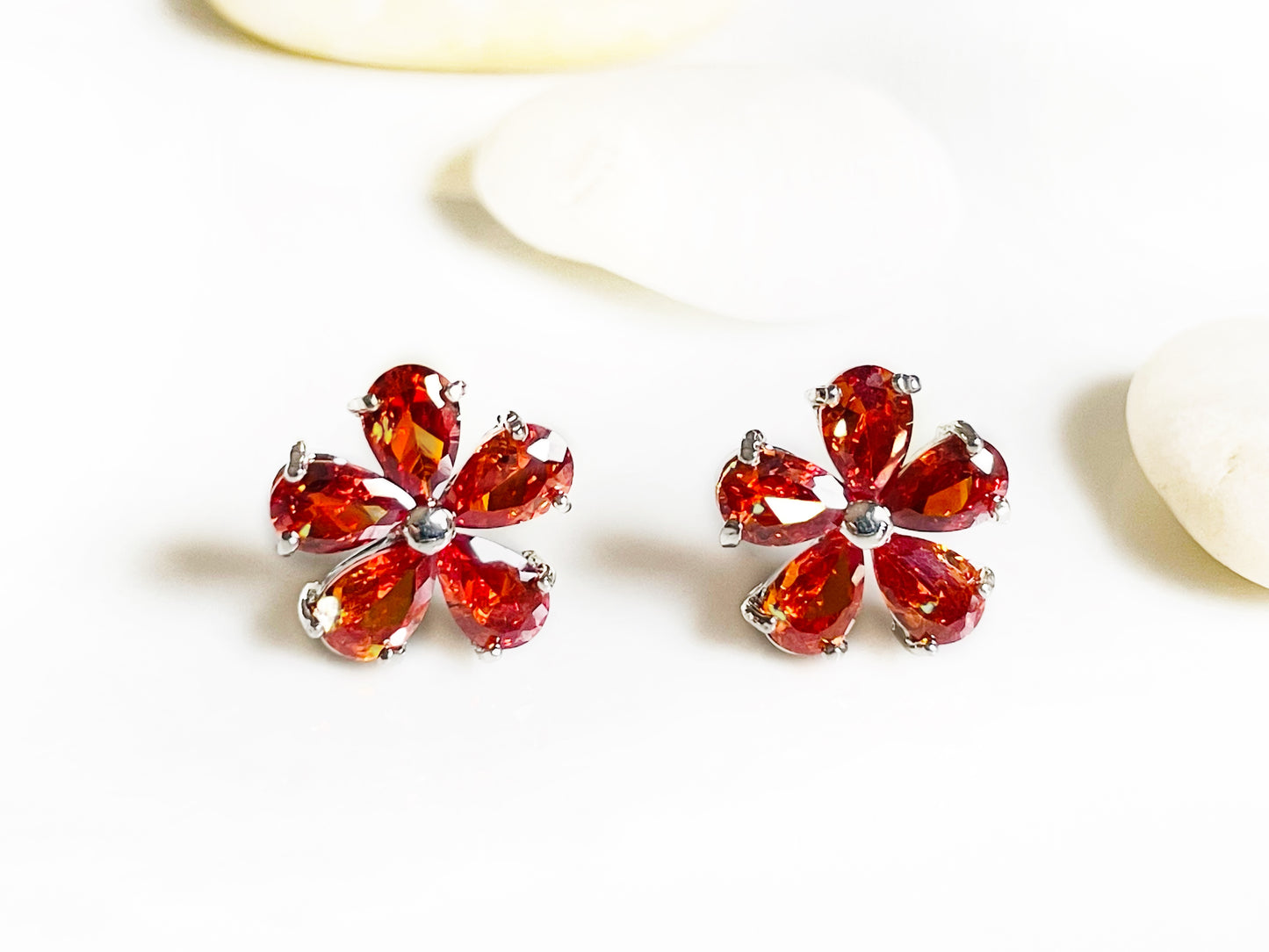 Amethyst flower stud earrings. Flower studs