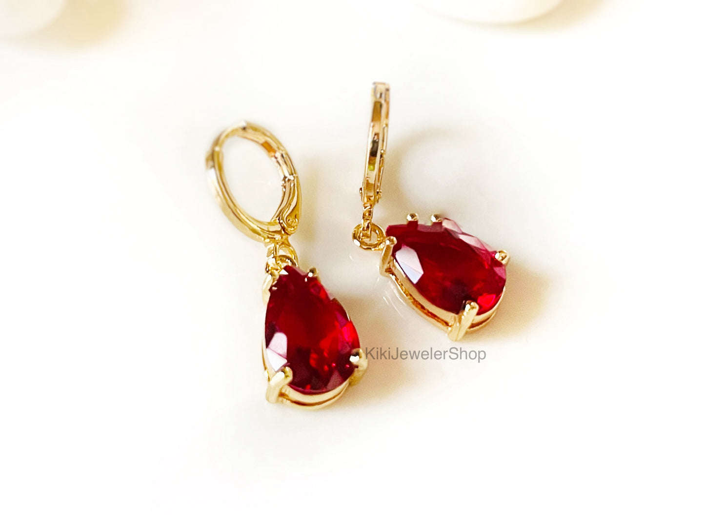 Ruby teardrop 2pc jewelry set
