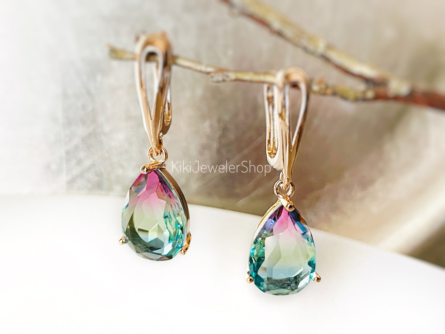 Watermelon tourmaline dangles WG