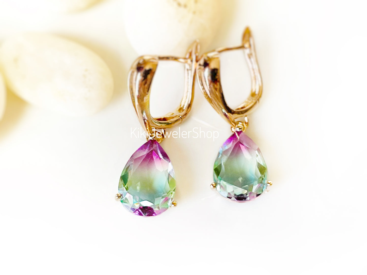 Watermelon tourmaline dangles WG