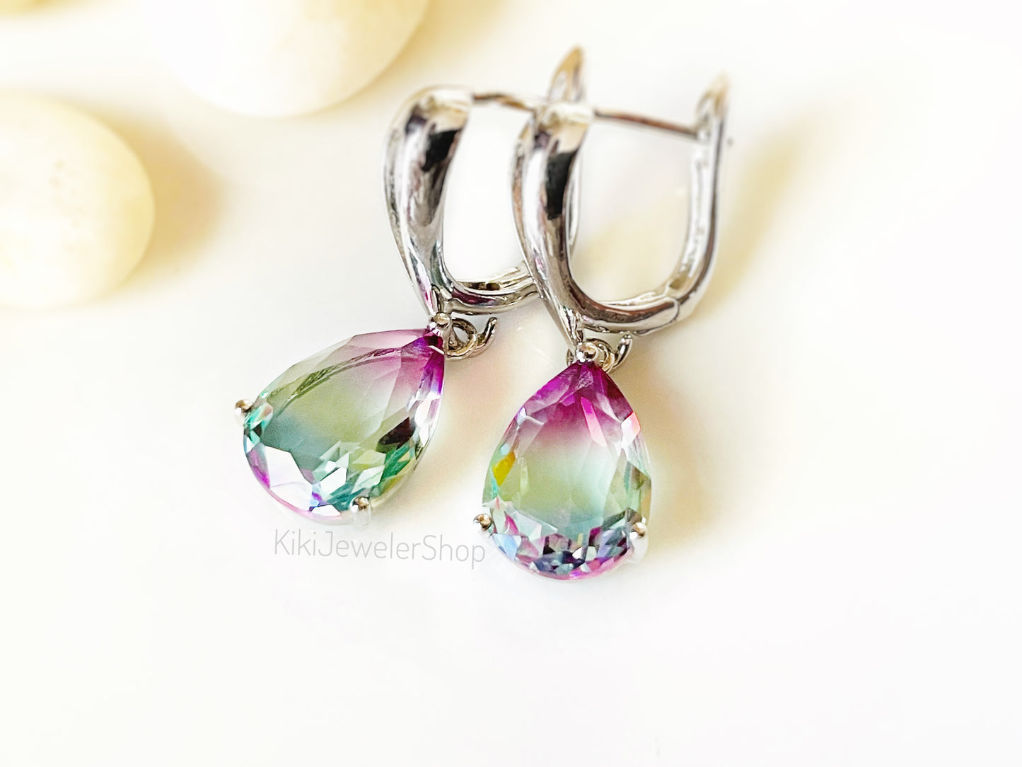 Watermelon tourmaline dangles WG