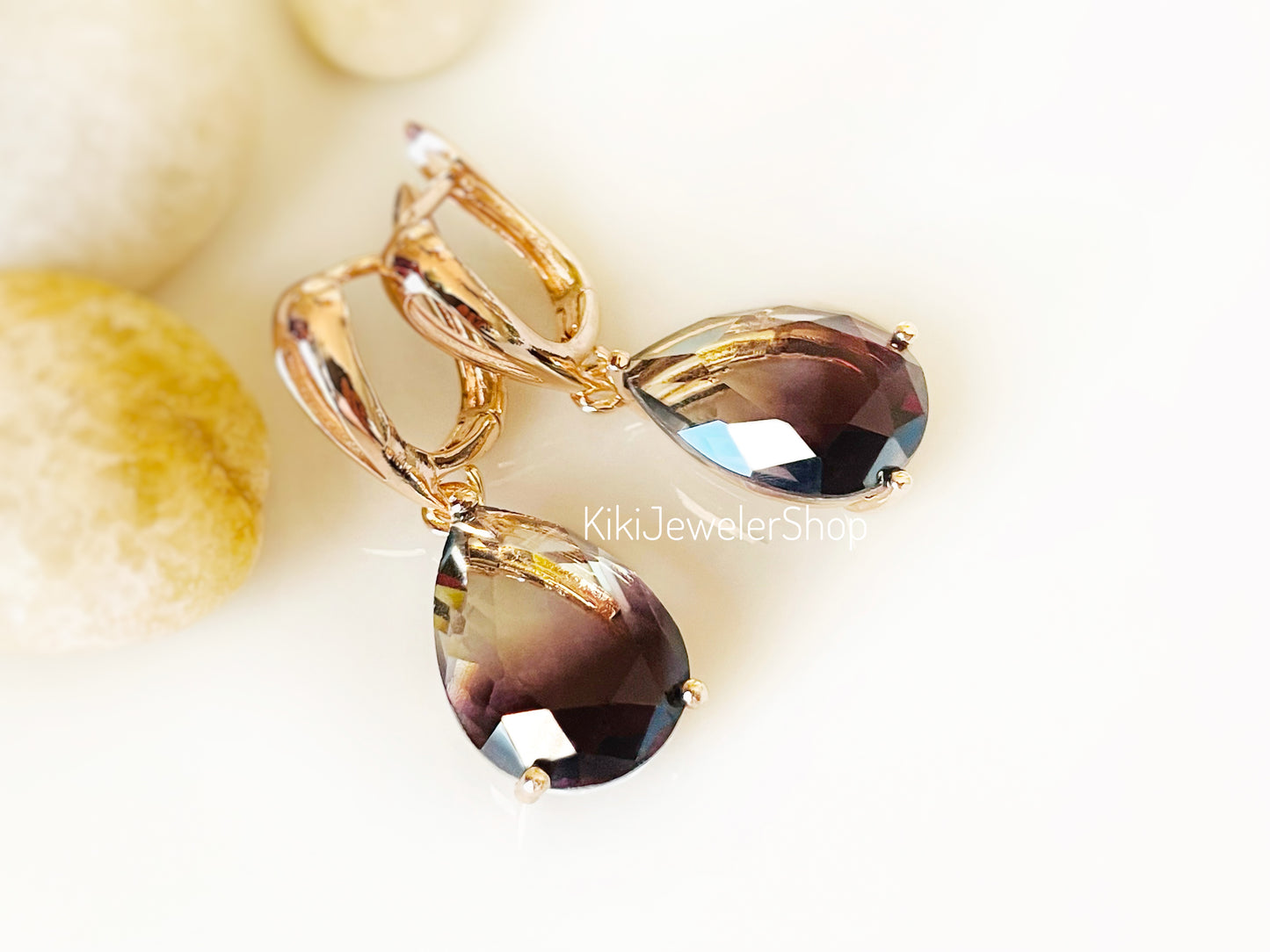 Large bicolor imperial topaz dangles RG