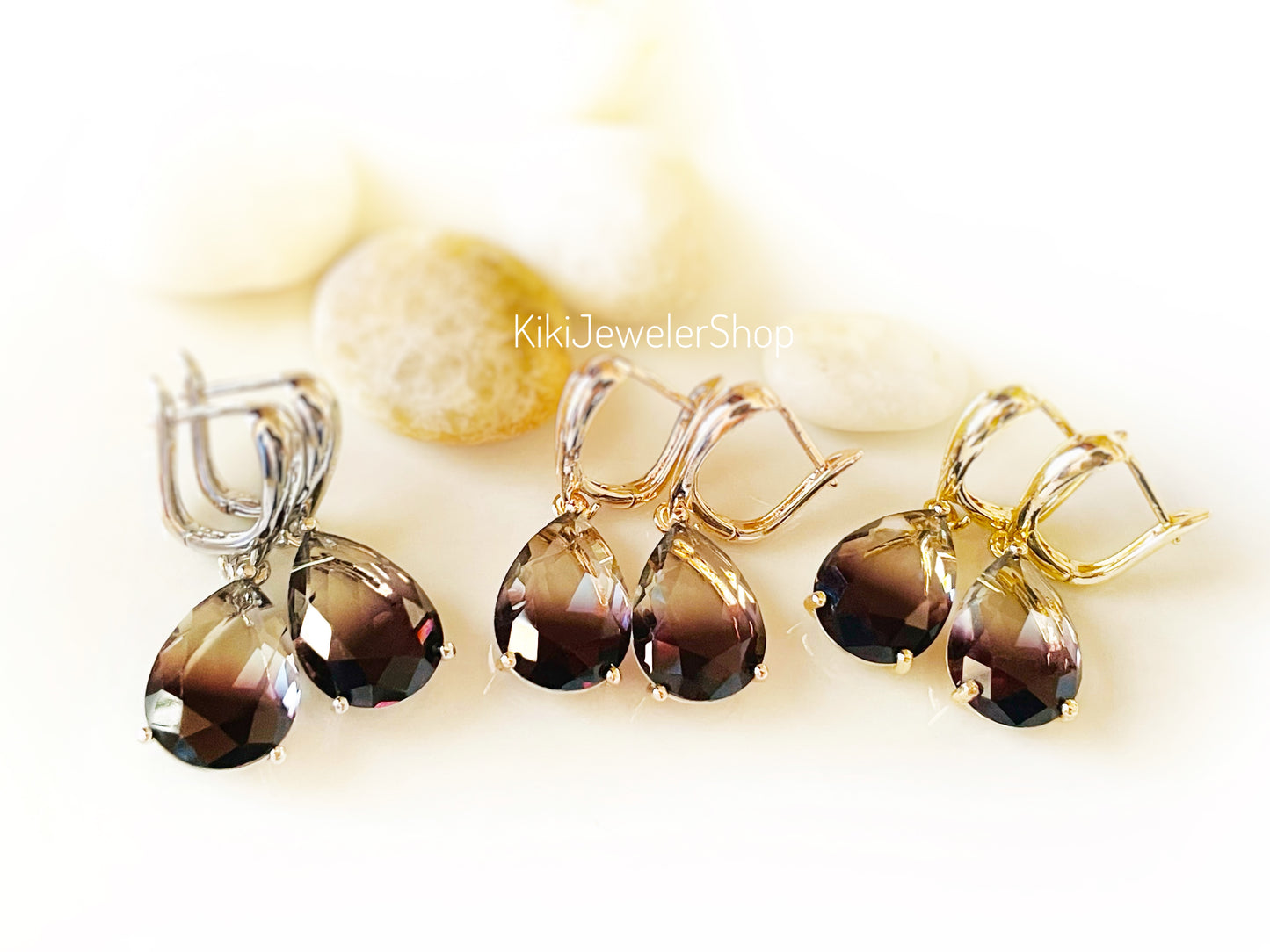 Large bicolor imperial topaz dangles RG