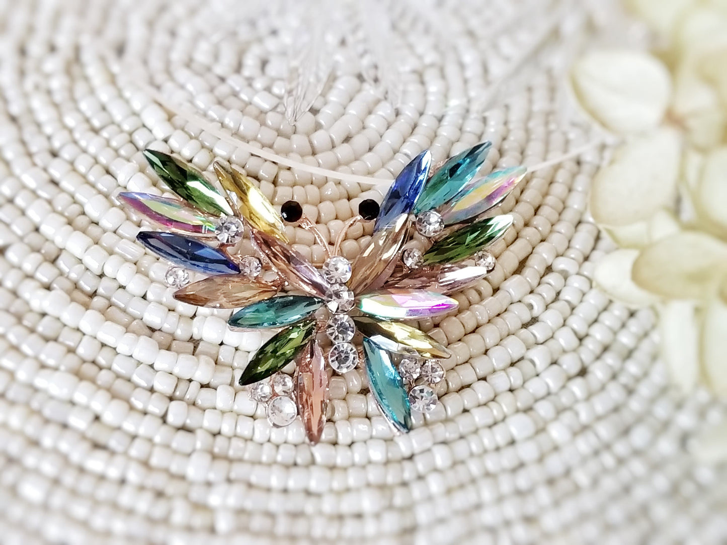 Emerald green butterfly fancy crystal brooch pin, large green crystal brooch, statement brooch, gift for her, gift for mom