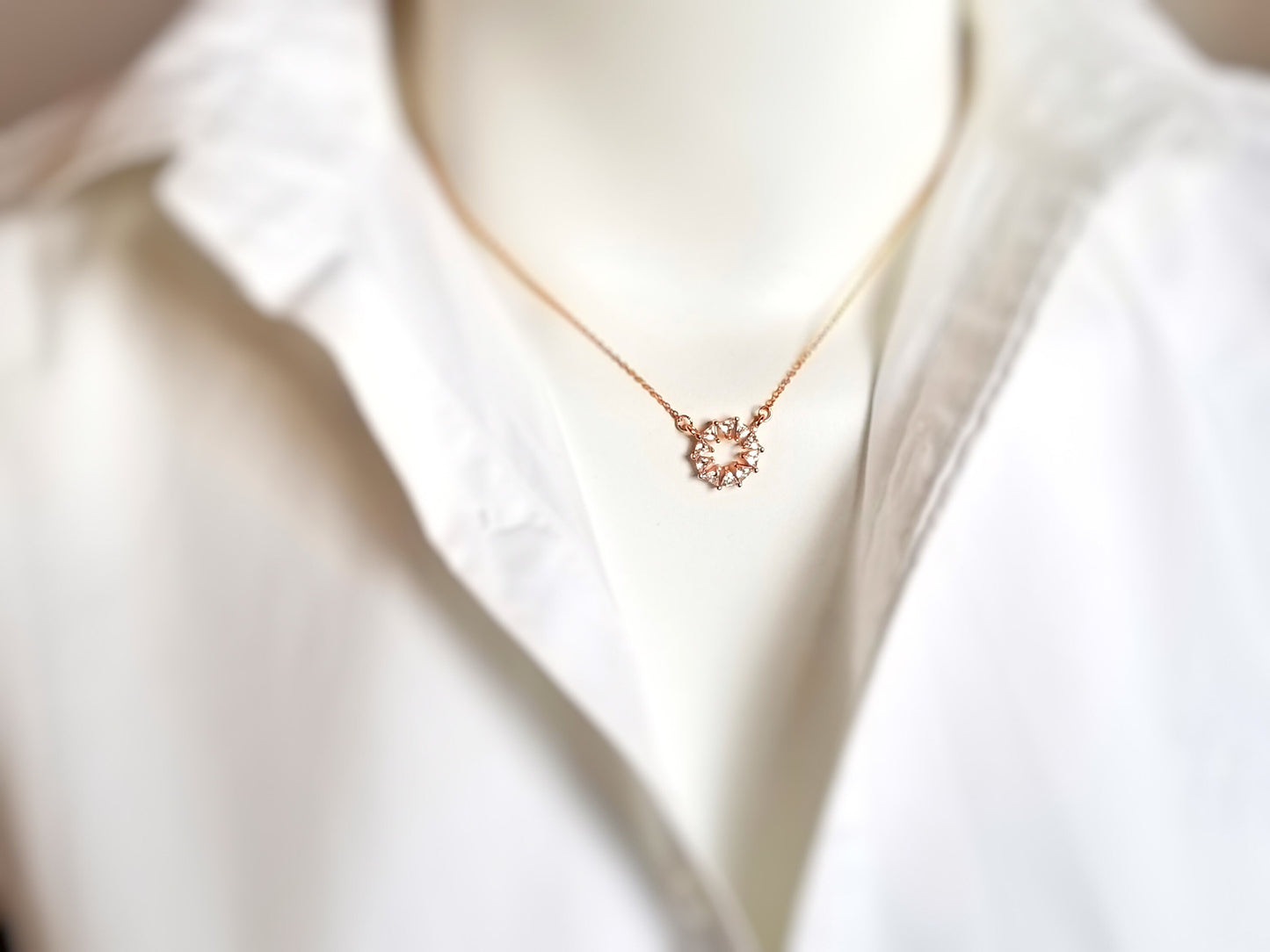 White Sapphire Circle of Love Pendant Necklace in 18K Rose Gold Fillled, Dainty Necklace, Gift for Women, Gift for Mom